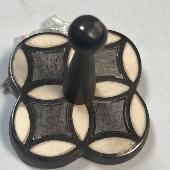 Anthropologie Hardware Hook Hanging Black Ivory Stone Metal Bracket Robe Towel - Picture 2 of 5